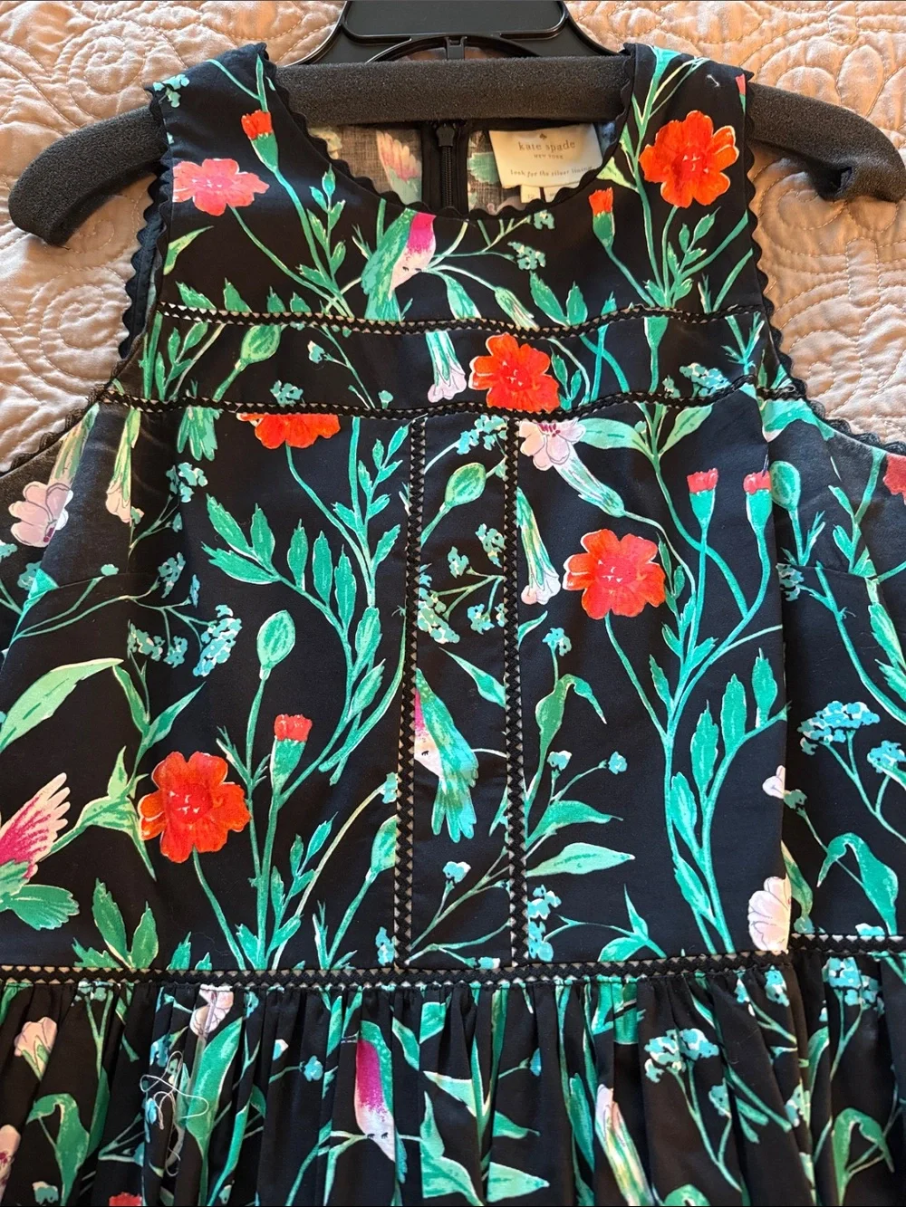 Kate Spade Jardin Poplin Hummingbird Dress